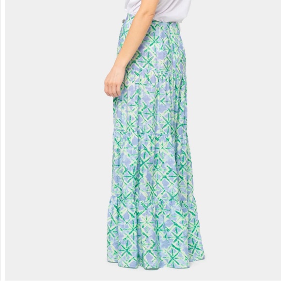 Peace Love World blue & green maxi tiered skirt - Picture 2 of 3